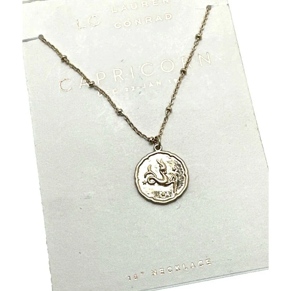 Lauren Conrad Capricorn Pendant Necklace Gold Tone Zodiac Charm LC 16